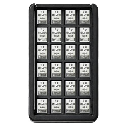 Edelmetall Sammelbox mit 1g Silberbarren (4–24 Stück) – Erweiterbare Silberbarren Sammlung in praktischer Box inkl. Geschenkbeutel, Grußkarte & Echtheitsgarantie Silberstücke24 (24x 1g Silber)