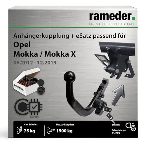 Anhängerkupplung abnehmbar Brink passend für Opel Mokka/Mokka X Typ J13 Baujahr: 2012-2019 inkl. 13 poligem spezifischen CAN-Bus Elektrosatz | rameder. Komplettsatz - BMA