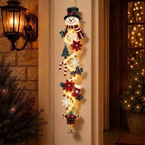 MerryCascade Glowing Christmas Türhänger mit beleuchtetem,A7