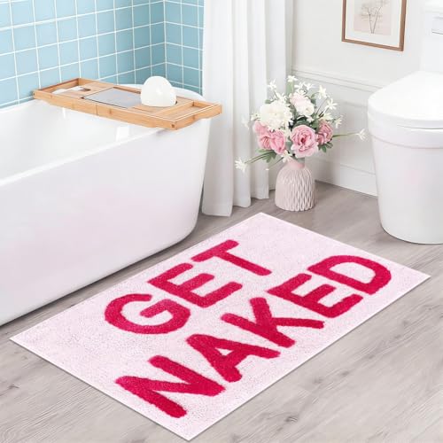 DASIAUTOEM Badezimmerteppich Get Naked, Badematte 50x80cm, rutschfest Waschbar, Saugfähig Duschvorleger für Badezimmer