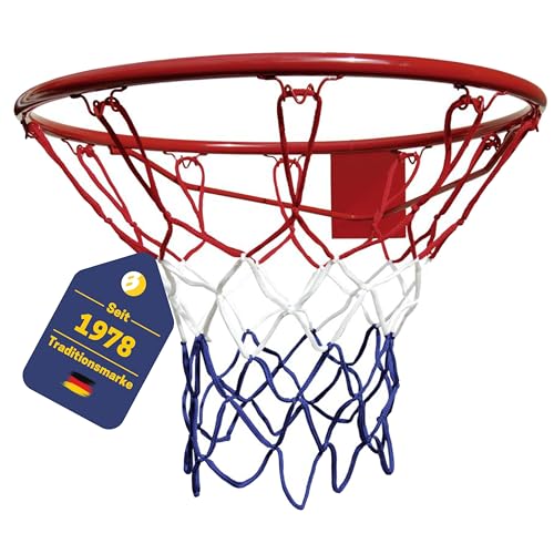 BEST SPORTING Basketballkorb Outdoor Wandmontage Ø 45 cm – Stabiler Stahlkorb mit Netz – Optional mit Ball & Pumpe – Für Kinder & Erwachsene – Basketball Korb für Garten & Hof (Basketballkorb)
