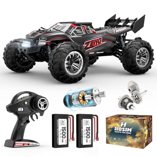 Hosim 1:10 Ferngesteuertes Auto Erwachsene, 48+KM/H High Speed 4WD RC Buggy, mit 2 Akku 7.4V 1500mAh Electric RC Car Large RC Truck Offroad 2.4GHz Wasserdichtes Monstertruck für Jungen & Kinder