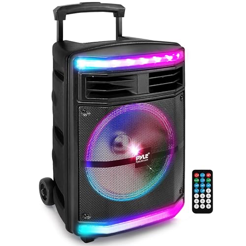Pyle Partybox, 600W Bluetooth Lautsprecher Groß, Tragbare Musikbox mit Griff & Rollen, 10