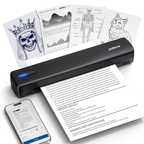 POLONO D810 Thermodrucker A4 Wireless für Reisen, Mobiler Drucker A4 Unterstützung für 8.5