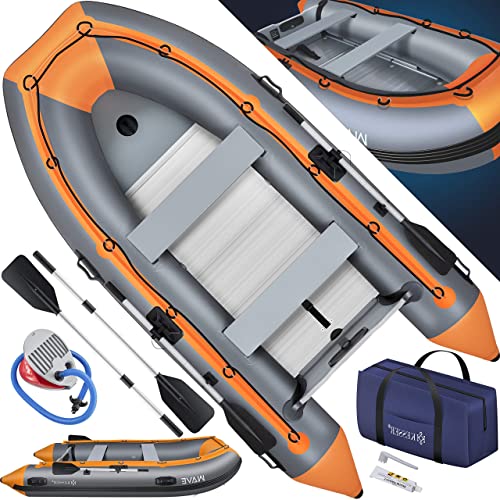 KESSER® Schlauchboot Wave 230-380 cm Set 6-teilig aufblasbar – Boot + Bank, Luftpumpe, Paddel, Reparaturset, Tasche, Angelboot, Paddelboot klein und groß - Motorkombi möglich, Salzwasser geeignet