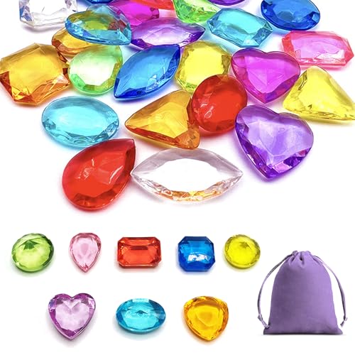 Kisvic Edelsteine, 100 Stück Bunte Diamanten, Acryl Edelsteine, 8 Verschiedene Designs und Farben, Ideal für geburtstag