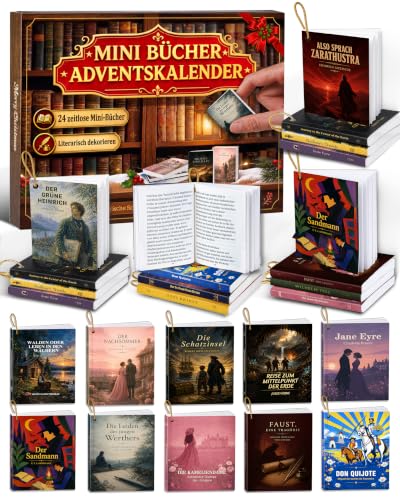 Mini Bücher Adventskalender 2026, 24 Deutschsprachige Bücher