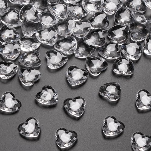 Sweelov 500Stk Funkelnd Herzen Diamantkristalle Streudeko Deko Steine Kristalle Konfetti Diamanten 12mm zum DIY Weihnachten Geschenk Füllung Dekoration Hochzeit Verlobung,Valentinstag