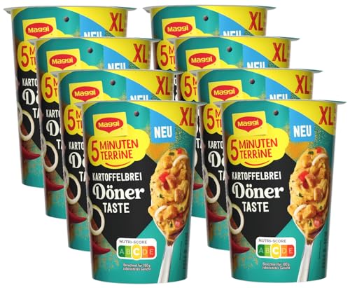 MAGGI 5 Minuten Terrine XL Kartoffelbrei Döner Taste, 8er Pack (8 x 71g)