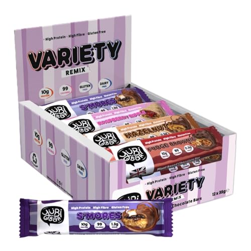 YuBi Variety Mix 12er Pack - Proteinriegel - 99 Kalorien, proteinreich, ballaststoffreich, zuckerarm, gluten- und milchfrei - 420g