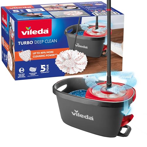 Vileda Turbo 3in1 Komplett-Set, Wischmopp mit Eimer und Teleskopstiel