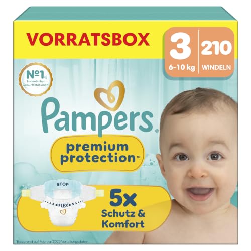 Pampers Premium Protection Größe 3, 210 Windeln, 6kg-10kg