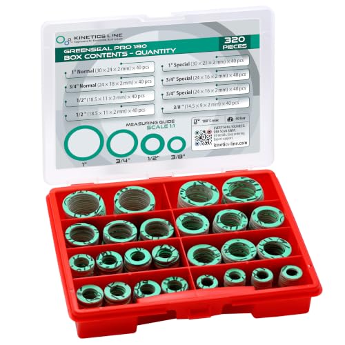 Dichtungsbox, 320 Stück Faser-Flachdichtungen, 3/8-1 Zoll, bis 180 °C