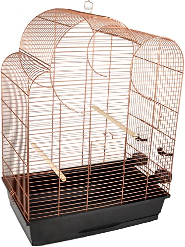 Flamingo Vogelkäfig – Voliere Vögel – Wammer 1 Kupfer/Schwarz – 54×34×75 cm – 2 Sitzstangen & 2 Näpfe, 2 Klapptüren, Kunststoff-Schublade, EU-Herstellung