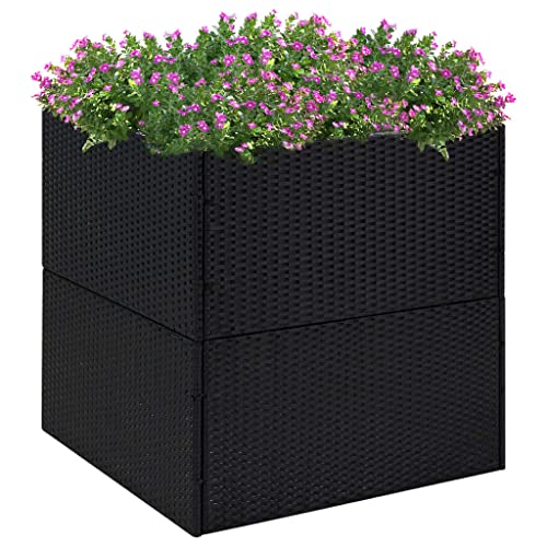 Generisch Pflanzkübel Schwarz 80x80x80 cm Poly Rattan,Heim & Garten,Rasen & Garten,Gartenpflege,Blument?pfe & Pflanzgef??e,319173
