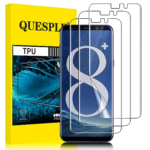 QUESPLE [3 Stück] TPU Schutzfolie für Samsung Galaxy S8 Plus Folie, Anti-Kratzen, HD Klar Blasenfreie Weich Samsung S8 Plus Display Schutz, Fingerabdruck-ID Unterstützen