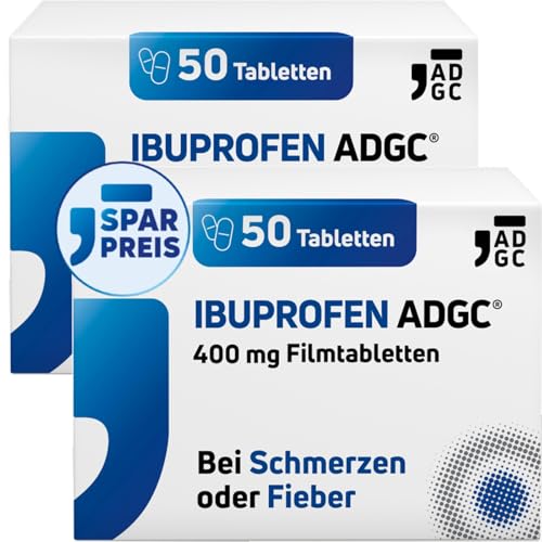 IBUPROFEN ADGC® 400mg Set 2x 50 Stück - gegen leichte bis mäßige Schmerzen wie Kopfschmerzen, Zahnschmerzen und Regelschmerzen sowie Fieber