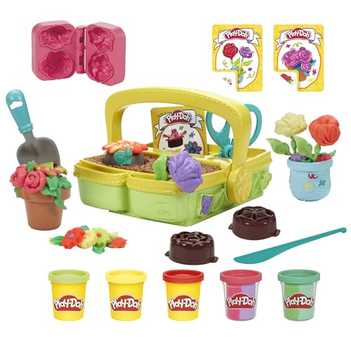 Play-Doh Bunter Blumenspaß Spielset – kreatives Bastelset für Mädchen und Jungen ab 3 Jahren für fantasievolles Spielen mit bunten Blumen, mit Formen und bunter Modelliermaße