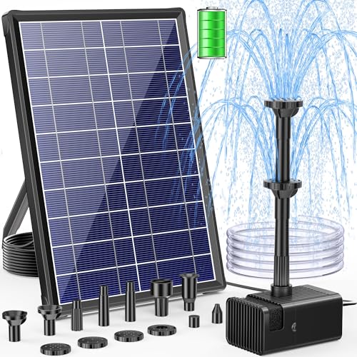 POPOSOAP 8W Solar Springbrunnen für außen mit 3600mAh Akku-Backup