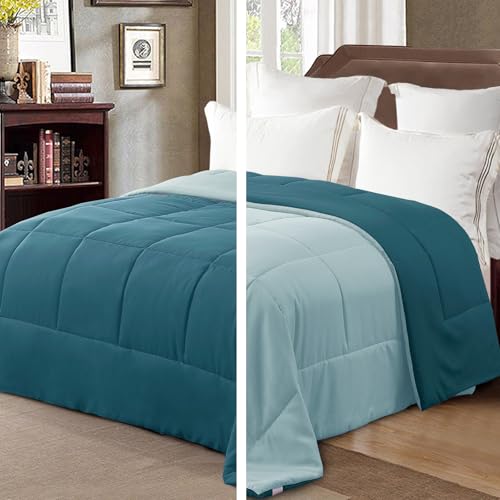 Exclusivo Mezcla Bettdecke 4-Jahreszeiten Steppdecke in 155 x 220 cm, Warme und Leichte Schlafdecke ohne Bezug, Türkis/Aqua