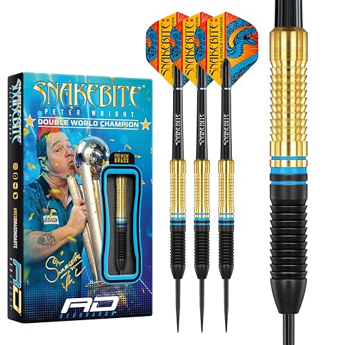 RED DRAGON Peter Wright Snakebite World Champion 2022 Darts Set - 21 Gramm Brass Steeltip Dartpfeile