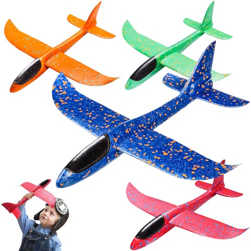 PATRICHOR Styropor Flugzeuge Kinder Styroporflieger Flieger - 4 Stück Wurfgleiter Ostergeschenke Kinder, Flugzeug Segelflugzeug, Flugzeug Spielzeug ab 3-12 Jahre Junge Mädchen Outdoor Spiele