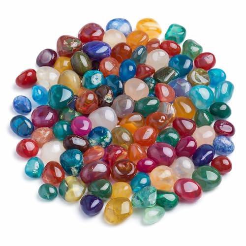 Perlin Trommelsteine Set 50 Stück Bunte Edelsteine Mischung 9 mm 15 mm Achat Halbedelsteine Deko Steine Kinder Schatzsuche Heilsteine Set Natursteine