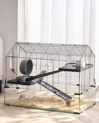 VEVOR Hamsterkäfig, 360°-Sicht, transparenter Hamsterlebensraum, Kleintierkäfig, 75x44x61 cm, belüfteter Mäusekäfig mit Wasserflasche, Rattenkäfig, tragbares Hamsterhaus für Ratten, Meerschweinchen