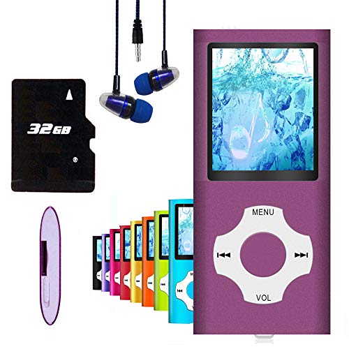 Hotechs MP3-Player/MP4-Player, MP3-Player mit 32 GB Speicherkarte, schlankes Design, digitales LCD-Display, 4,6 cm (1,8 Zoll) Display, FM-Radio