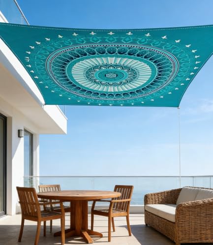 ENEN Sonnensegel Wasserdicht Rechteckig 2 x 2.4 m, Sonnenschutz Wetterschutz Segel Baldachin, Mandala-Druck, Waschbar Sun Shade Sail für Außenbereich, Terrasse, Balkon, Garten