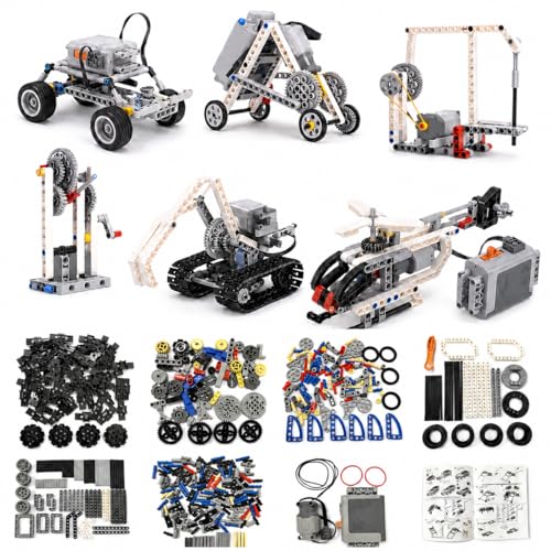 Joygma 548 Stück Technik Bausteine Set, Zahnräder Achsen Stifte Verbinder MOC Ersatzteile, ABS Klemmbausteine Zubehör, kompatibel mit gängigen Technik Bausteinen, STEM Konstruktionsspielzeug