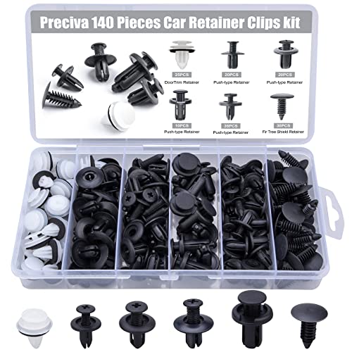 140 Stück Auto Befestigung Clips, Auto Türplatte Schnappt Set, Kfz Werkzeug 6 Arten Türverkleidung Klammern, Stoßstangen Zierleisten Plastikklips Set, Spreiznieten Karosserie Befestigungssatz