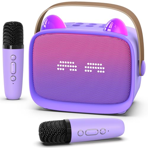 Karaoke Maschine mit 2 Karaoke Mikrofonen Kinder: Mini Karaoke Maschine Geschenk Mädchen mit Mikrofon Kindertag Geschenk Spielzeug 3-12 Jahre - Geburtstagsgeschenk MusikLautsprecher