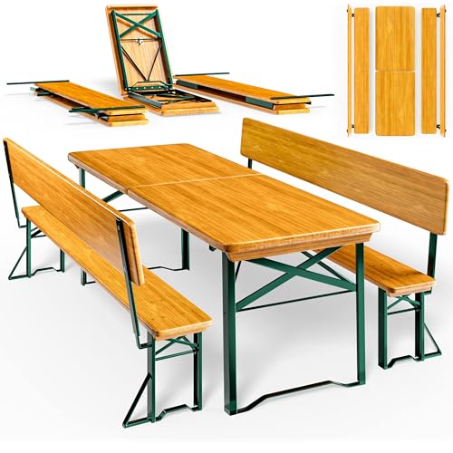 CASARIA Klappbare Bierzeltgarnitur mit Rückenlehnen, 170 cm