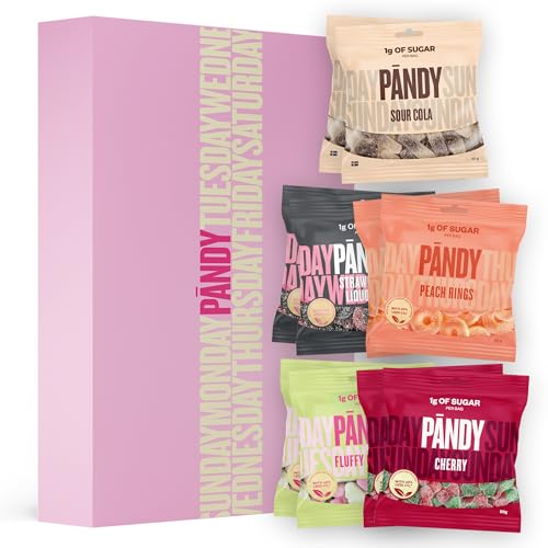 Pändy Gummibärchen ohne Zucker mit 100% Geschmack - 10x50g Probierpaket - zuckerfreie Süssigkeiten (<1g Zucker) - glutenfreie Süßigkeiten - kalorienarme, gesunde Snacks - low carb Bonbons zuckerfrei