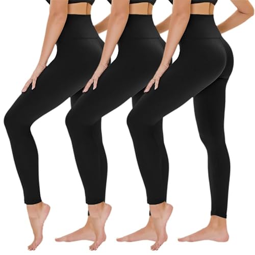 TNNZEET 3er Pack Leggings Damen High Waist Schwarz Leggins Blickdicht für Sport Gym(Schwarz/Schwarz/Schwarz,XXL)