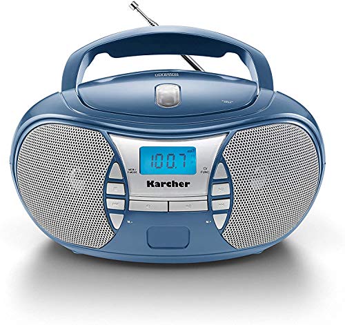 Karcher RR 5025-C tragbares CD Radio (CD-Player, Boomboxen, UKW Radio, Batterie/Netzbetrieb, AUX-In) blau