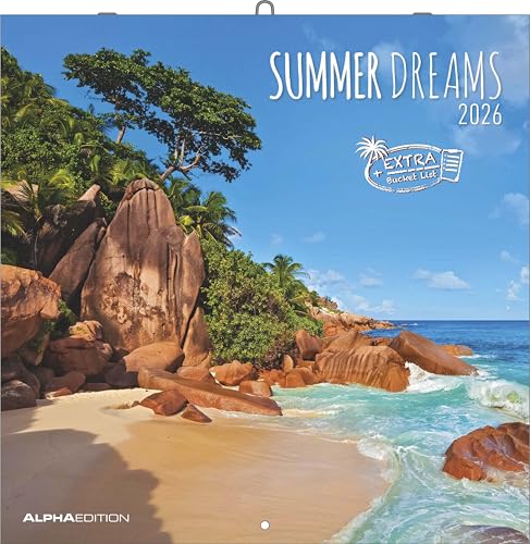 Alpha Edition - Summer Dreams Kalender 2026 – Wandkalender & Bildkalender 30x30 cm (30x60 cm geöffnet) mit traumhaften Strand- und Meeresmotiven, für Urlaubsfans & Reiseliebhaber