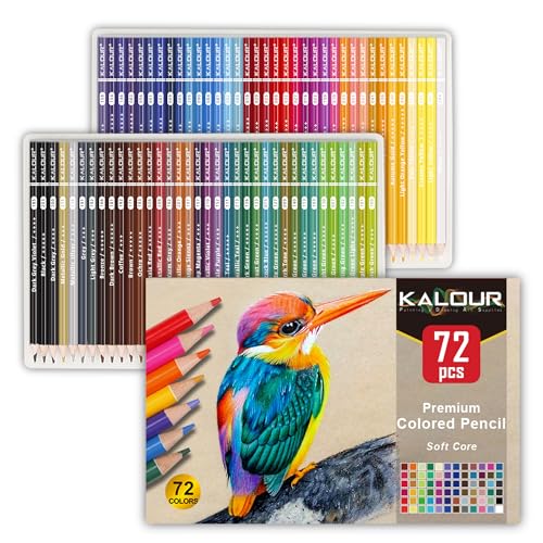KALOUR 72er-Set Buntstifte für das Erwachsenenmalbuch, mit weichem Kern, ideal für Zeichnen, Skizzieren und Schattieren – ein Geschenk für Erwachsene, Anfänger und Künstler.