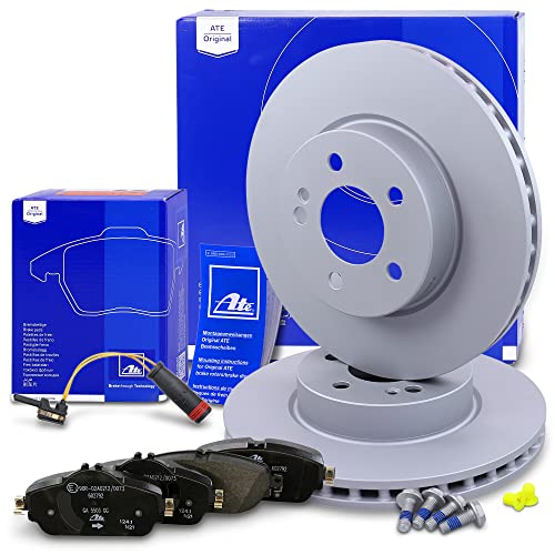 ATE Bremsenset Vorderachse inkl. Bremsscheiben vorne Ø 305 mm belüftet und Bremsbeläge vorne + Verschleißkontakt Kompatibel mit MERCEDES C-Klasse, E-Klasse