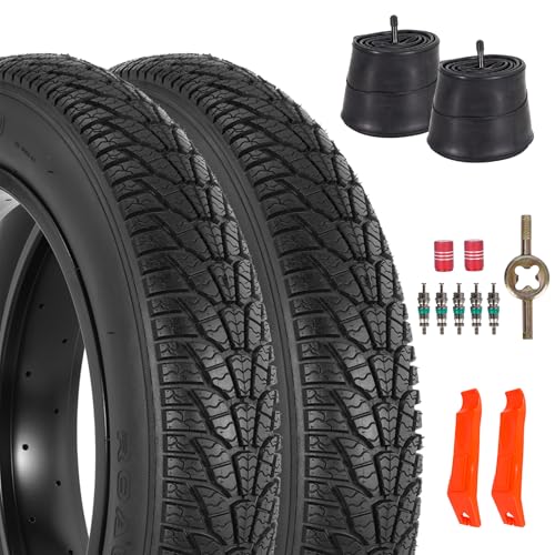 RUHUO 2-Pack 26x4.0 Fatbike-Reifen, 26 Zoll Mountainbike-Reifen und Schlauch Set, Falt Ersatzreifen mit Reifenhebern für Mountainbikes und E-Bikes (Schwarz)