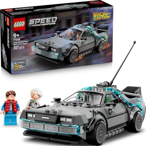 LEGO Speed Champions Zeitmaschine aus Zurück in die Zukunft 77256 | Spielzeug ab 9 Jahren für Jungen, mit Modellauto und 2 Minifiguren, Marty McFly und Doc Brown, kreatives Geschenk, 357 Teile