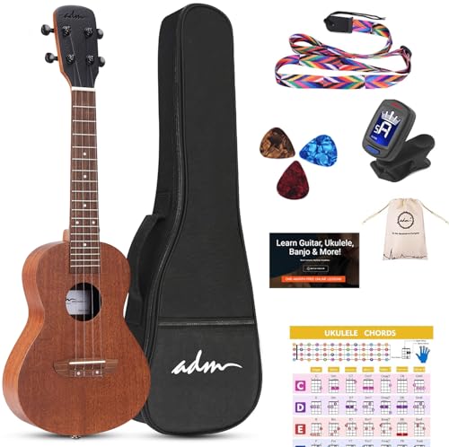 ADM Sopran Ukulele 21 Zoll für Erwachsene Anfänger, Mahagoni Holz Ukulele Starter Kit