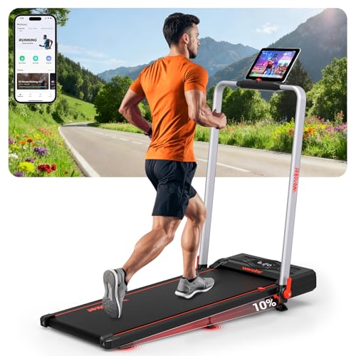 Wenoker Laufband für Zuhause | Klappbar bis 12 km/h mit 12° Neigung & 12 Programmen | Inkl. Fitness-App, LED-Display & Fernbedienung | Leises Falt-Laufband für Home-Fitness (max. 140 kg)