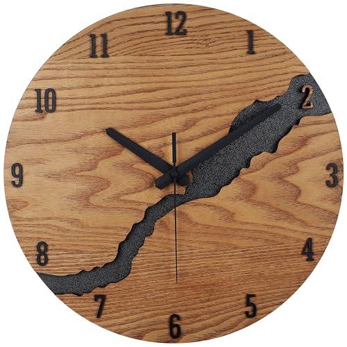 Beflourish Wanduhr Ohne Tickgeräus Holz Modern Wanduhren für Büro, Wohnzimmer, Küche, Schule Kinderzimmer (30cm)
