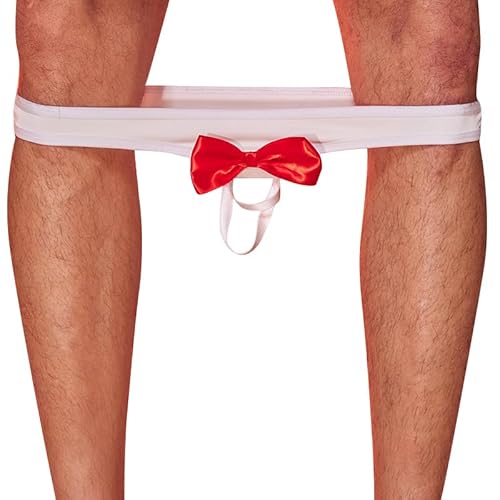 PIIKNUO Herren Sexy Unterwäsche, Beutel Penis Lustige Dessous Ouvert Lingerie String Tanga Bow Shaped Hodensack Unterhose Sissy Erotisch Reizwäsche Slip