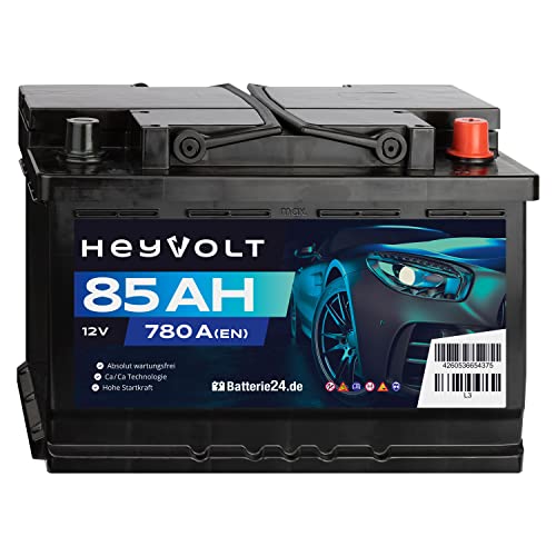 HeyVolt Autobatterie 12V 85Ah 780A/EN Starterbatterie, absolut wartungsfrei ersetzt 74Ah 75Ah 77Ah 80Ah