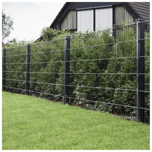 HORI Doppelstabmattenzaun I Zaun Komplettset I verschiedene Längen und Höhen – mit Klemmhalter Anthrazit,Grau RAL 7016 Höhe 183 cm Länge 12.5 m