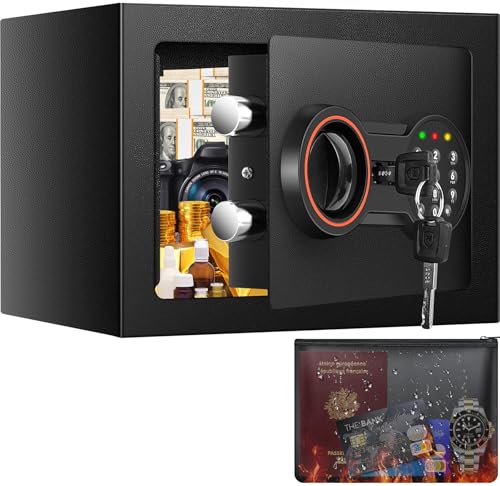 Mini Safe Tresor mit Feuerfeste Geldkassette, MöBeltresor Klein mit Zahlenschloss SchlüSsel, Kleiner Tresor für Zuhause Sicherheitssafe,Tresore Kinder für Geld Medikamente Wertsachen Bargeld