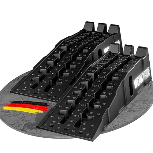 WERKTHOR Auffahrrampe PKW - [2er Set] Auffahrrampen für maximalen Halt [<5T] - Hochbelastbare Rampe Auto für jeden Untergrund - Auto Rampen 2 Stück